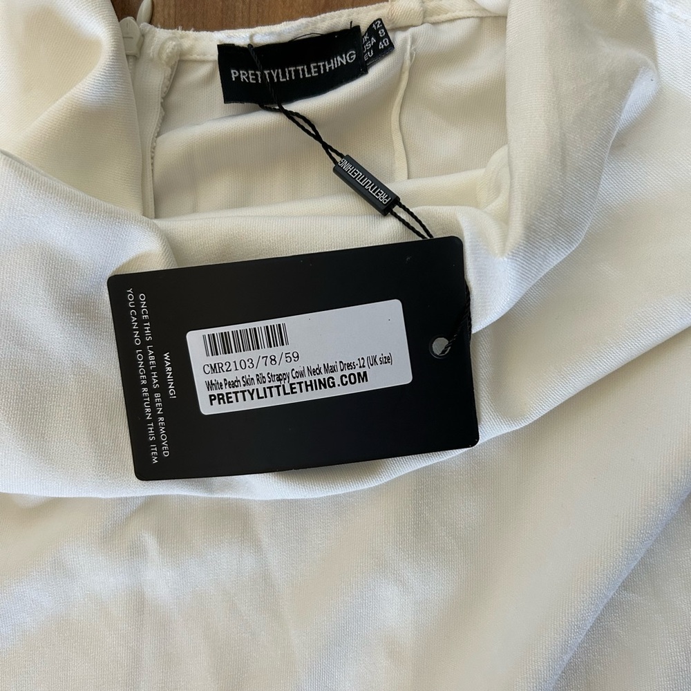 NWT Pretty Little Thing white cowl neck strappy midi dress - Picture 5 of 9